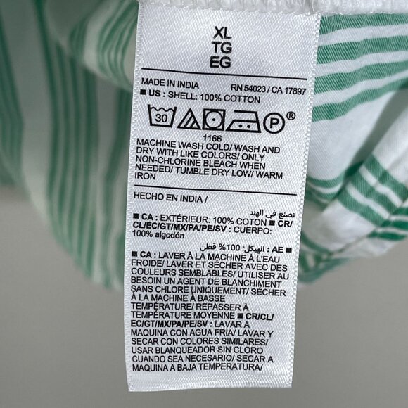 Old Navy Womens XL Boyfriend Shirt Green White Vertical Stripe Button Up Blouse - Picture 5 of 10
